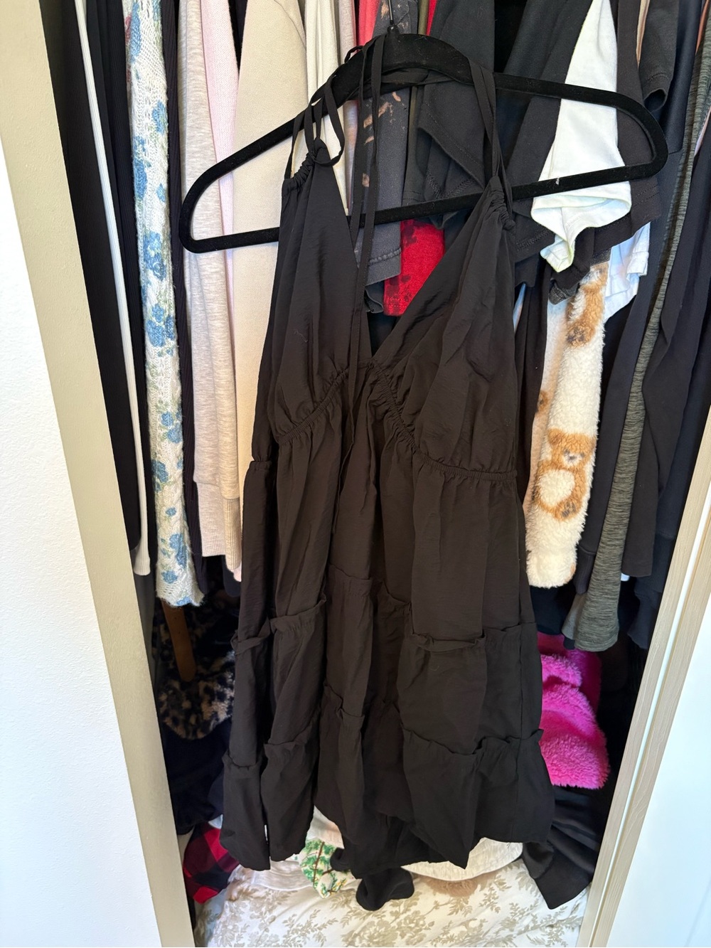 Dale of Norway Black Halter Tiered Camisole Dress